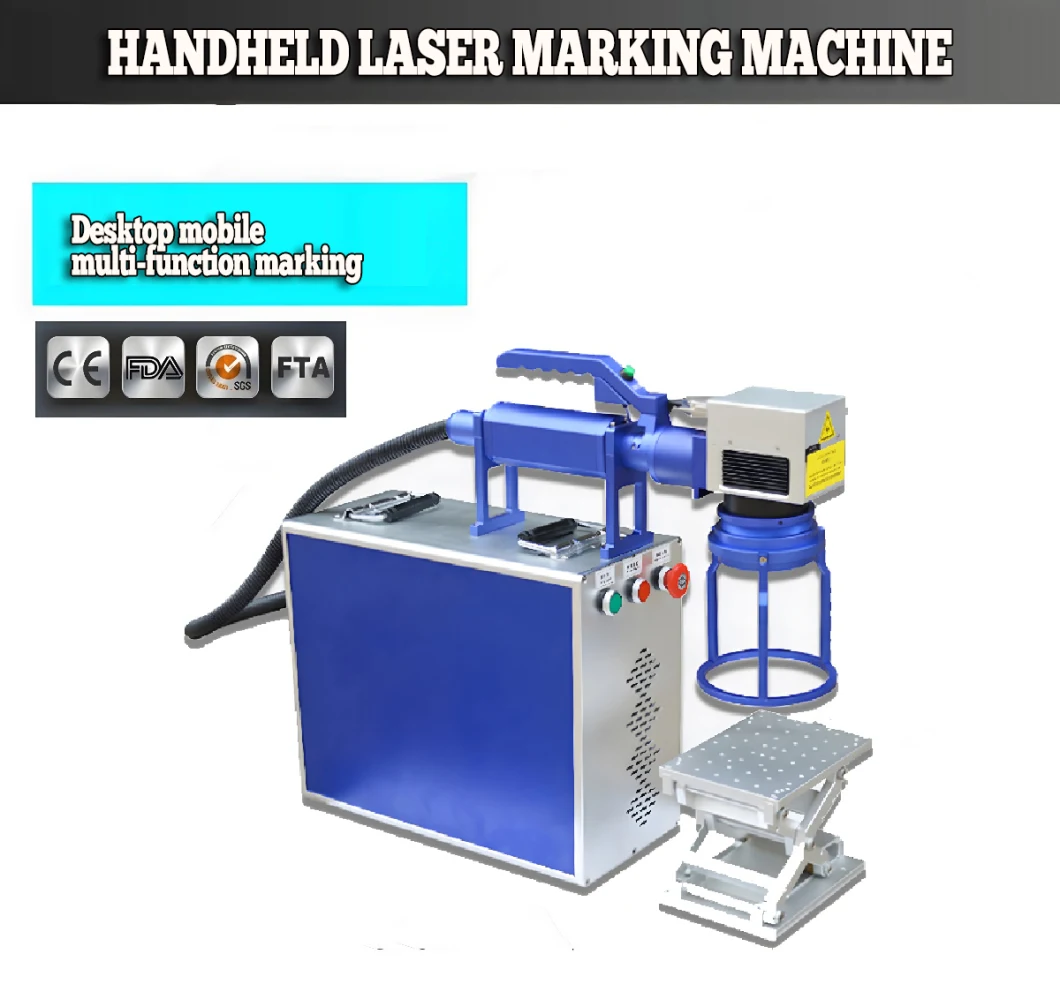 Portable Mini Handheld 20W 30W Metal Pipe Code Logo Steel Sheet Plate Metal Laser Marking Machine